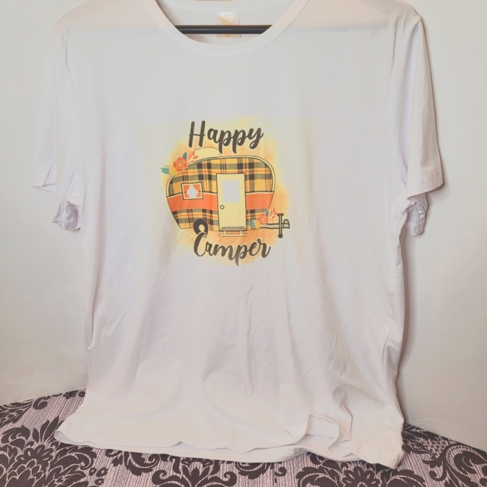 Extra large white camping tee shirt